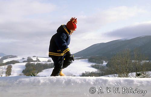 dziecko na feriach w Bieszczadach, na Przełęczy Wyżnej, w tle Rawki