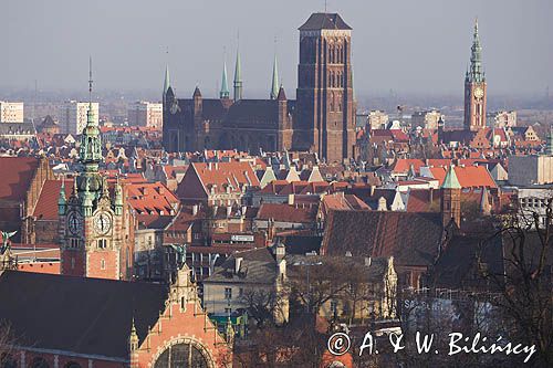 Gdańsk, panorama Głównego Miasta z Gradowej Góry