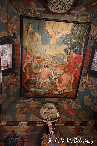 Kościółek, drewniana katedra w Habo z 1680 r nad jeziorem Vattern, Wetter, Szwecja