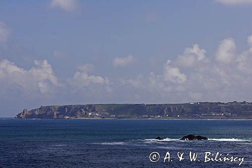 St Quen's Bay widok z La Corbiere Point, wyspa Jersey, Channel Islands, Anglia, Wyspy Normandzkie, Kanał La Manche