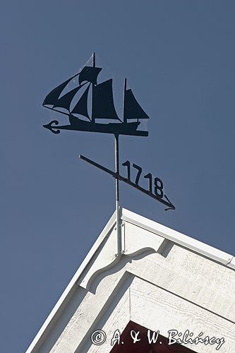 Karlskrona, wiatrowskaz na dachu, Szwecja Björkholmen