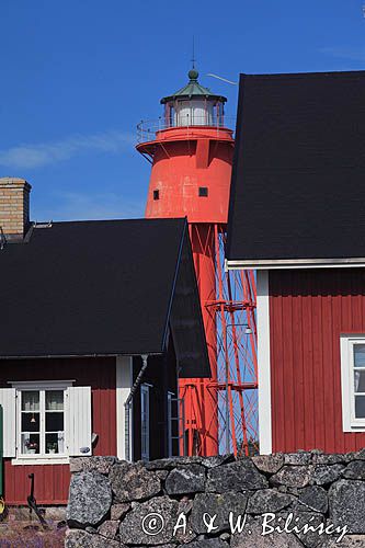 latarnia morska na Rodkallen, Archipelag Lulea, Szwecja, Zatoka Botnicka